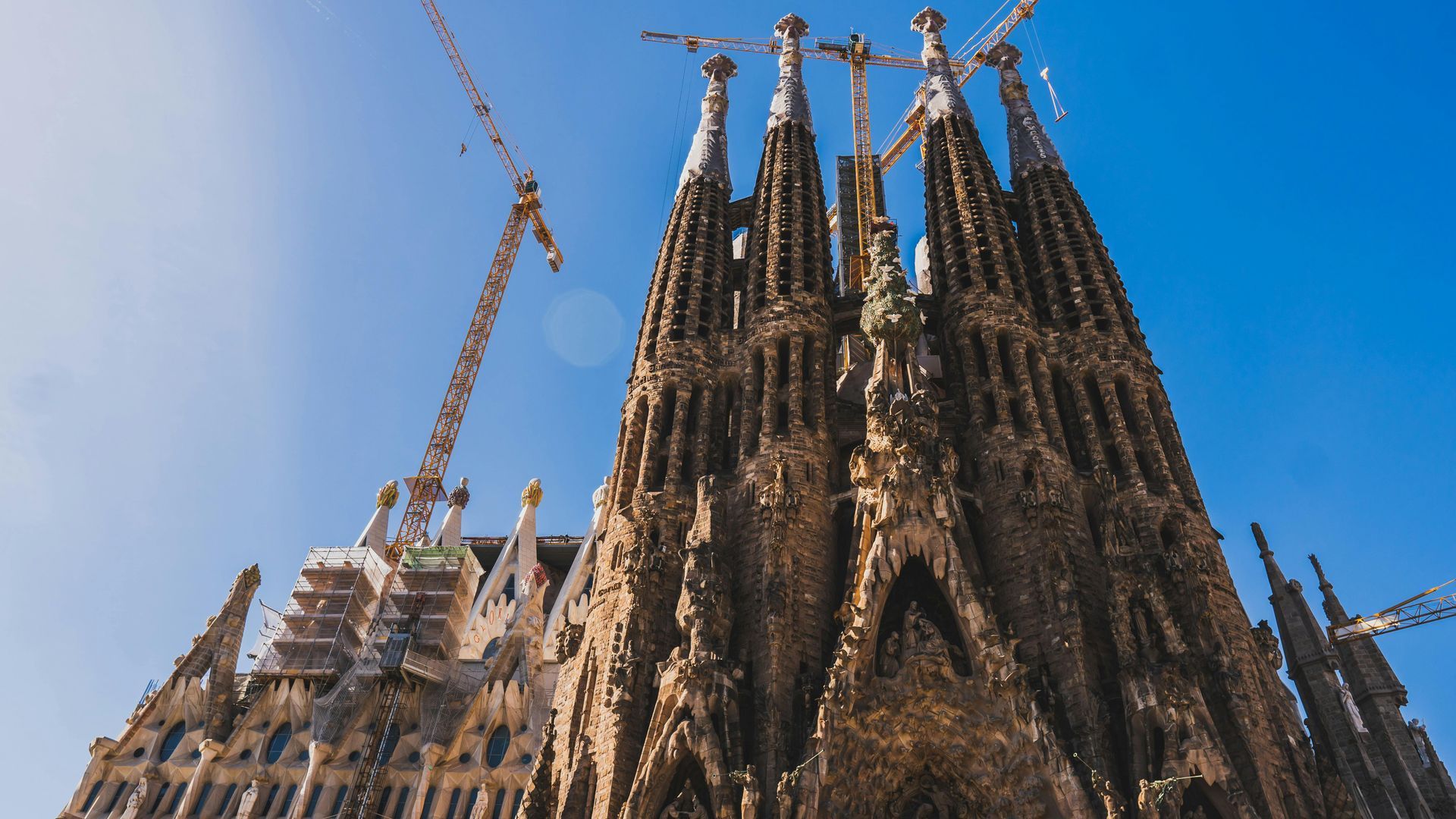 Panoramic view of Sagrada Familia and Eixample district grid