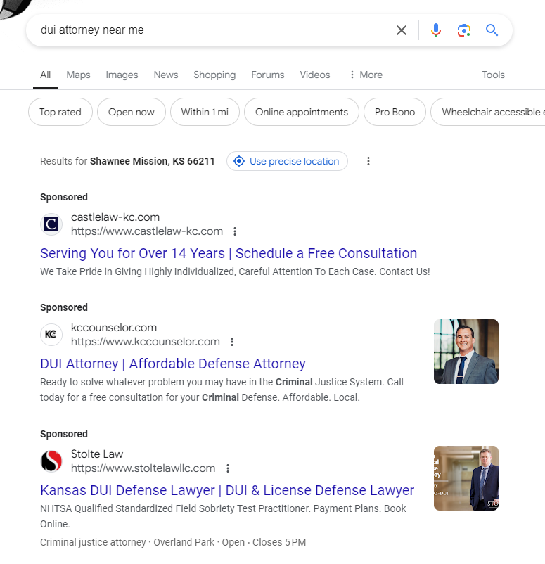 Google search results for 