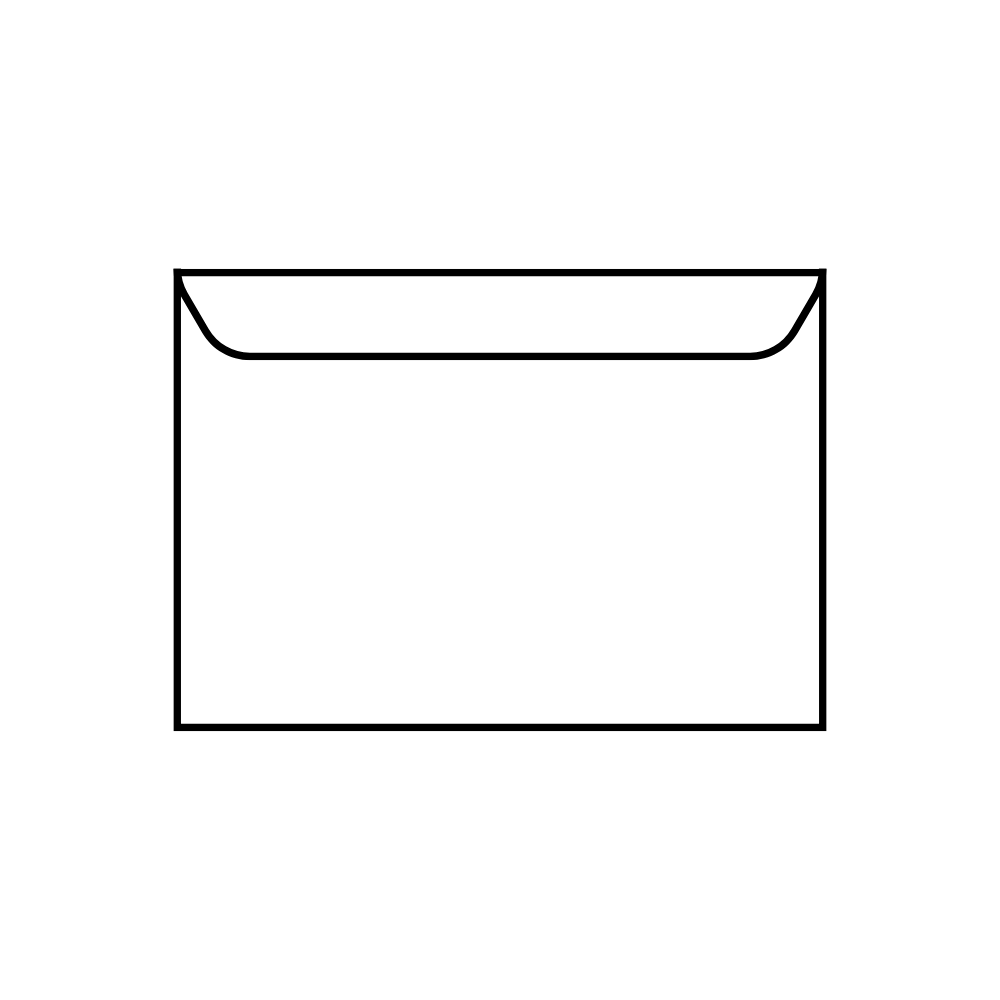 Un dessin en noir et blanc d'une enveloppe sur fond blanc.