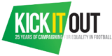 The logo for kick it out 25 years of campaigning for equality in football