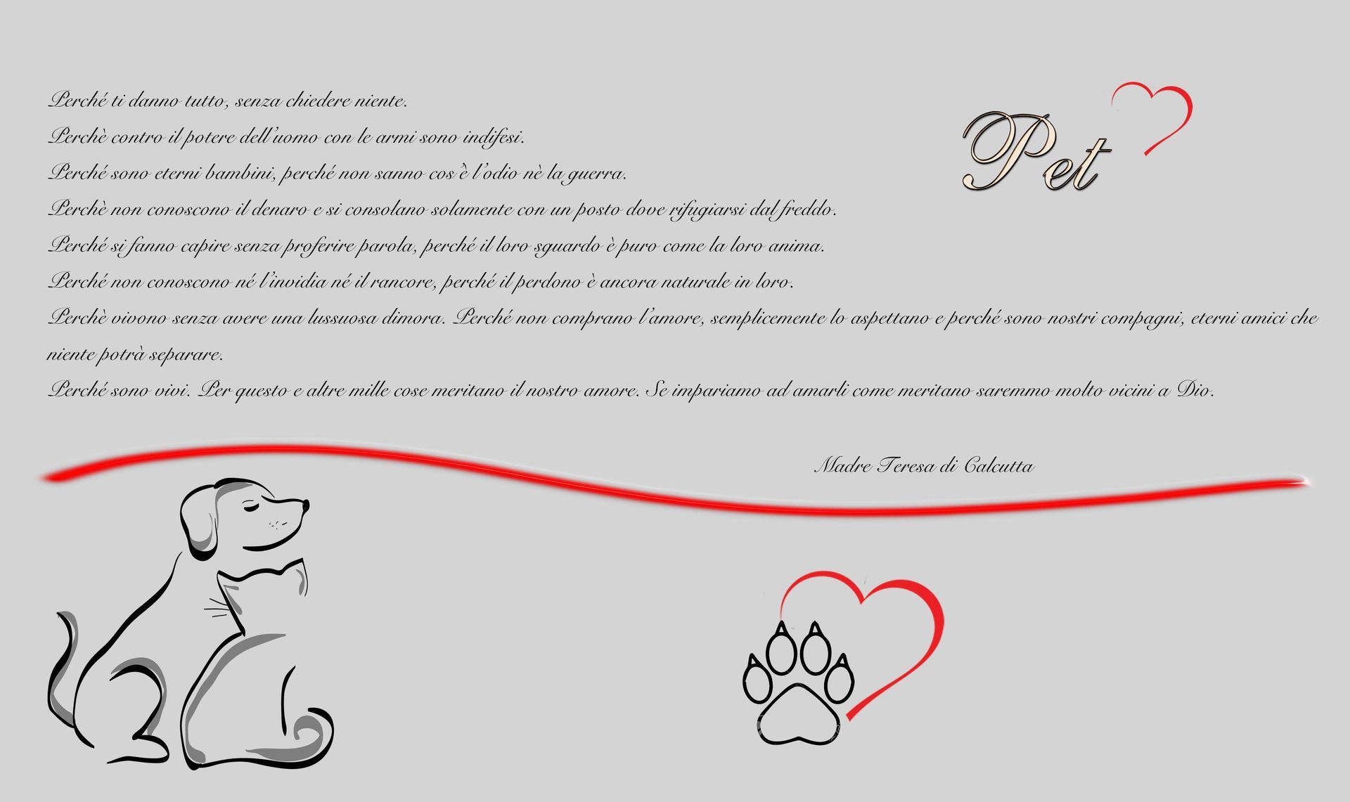 Un disegno di un cane con un cuore e un'impronta di zampa