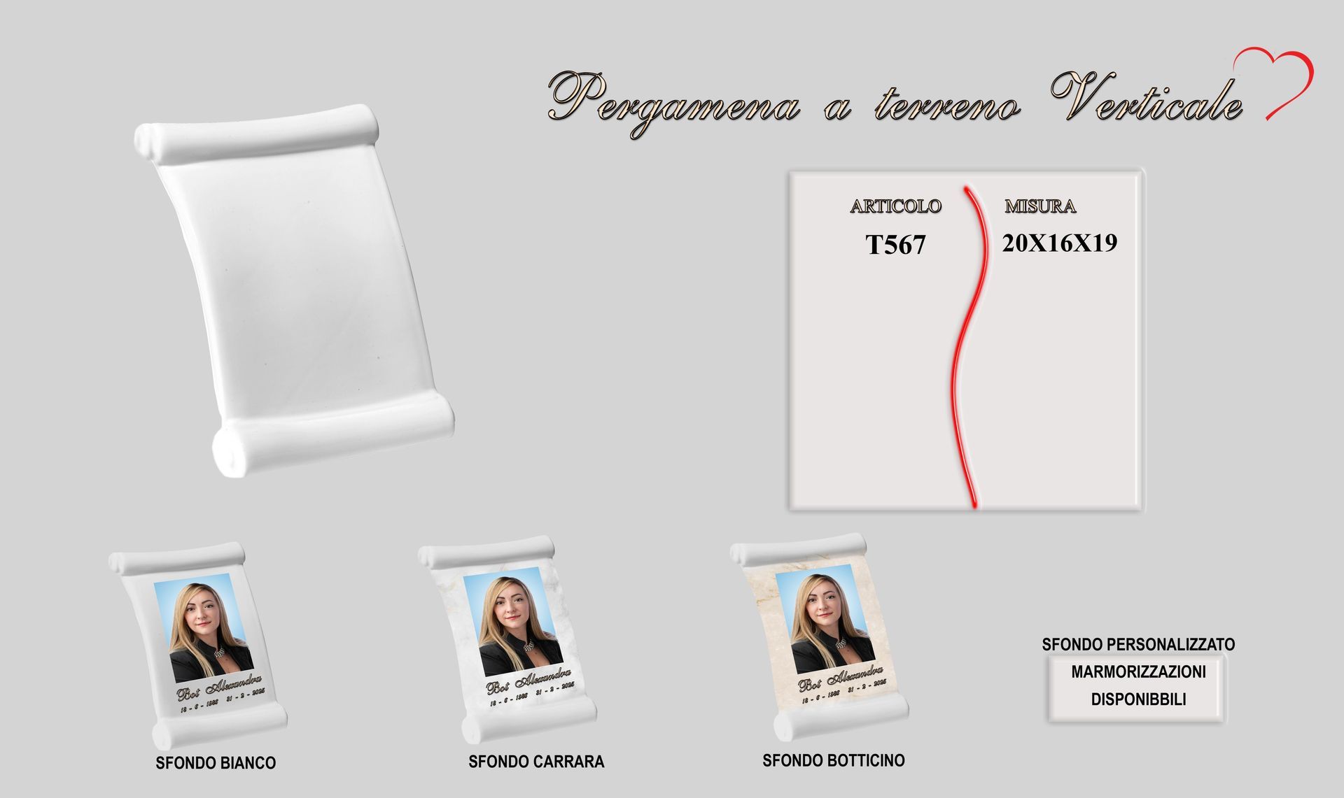 Una pergamena bianca con l'immagine di una donna