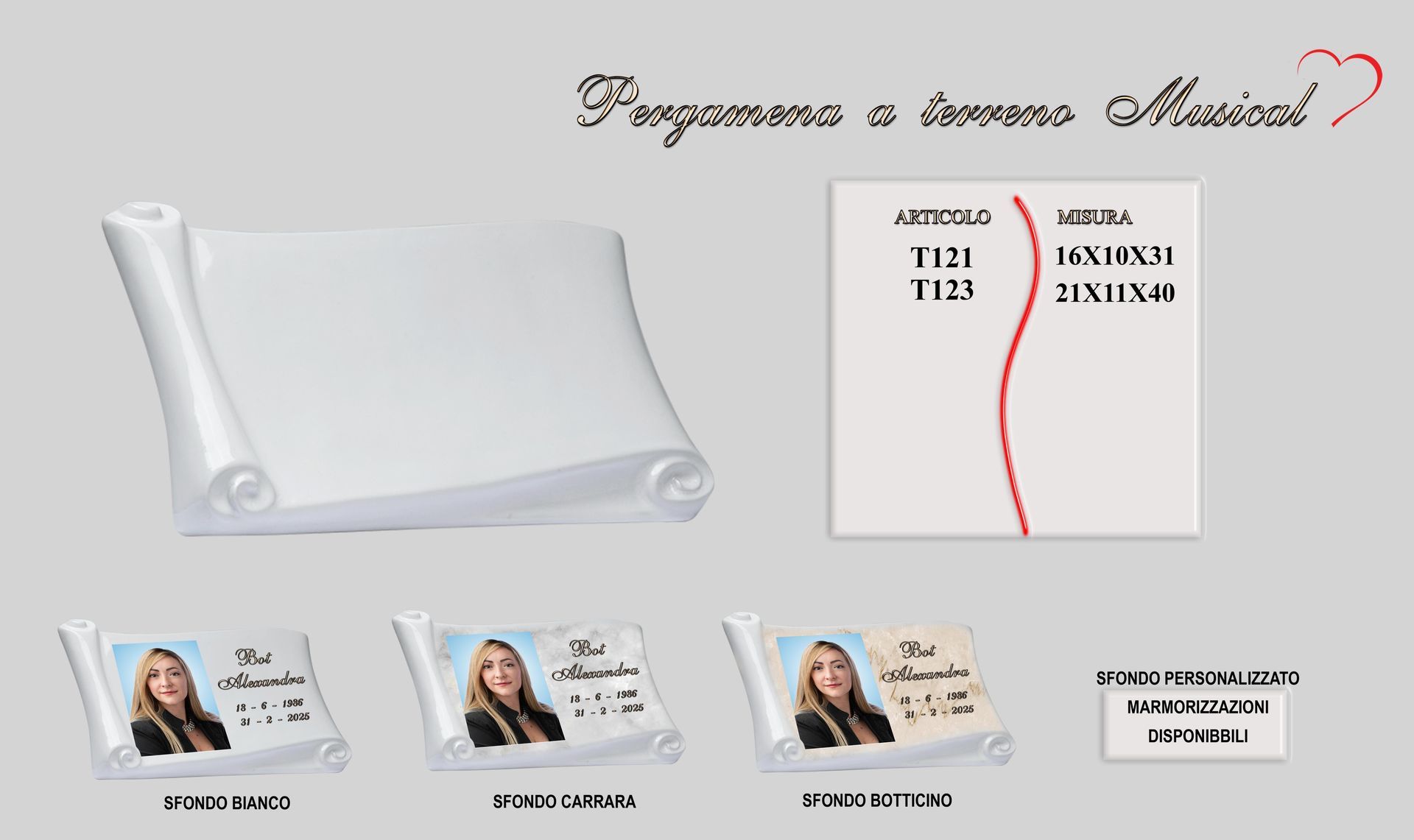Una pergamena bianca con l'immagine di una donna