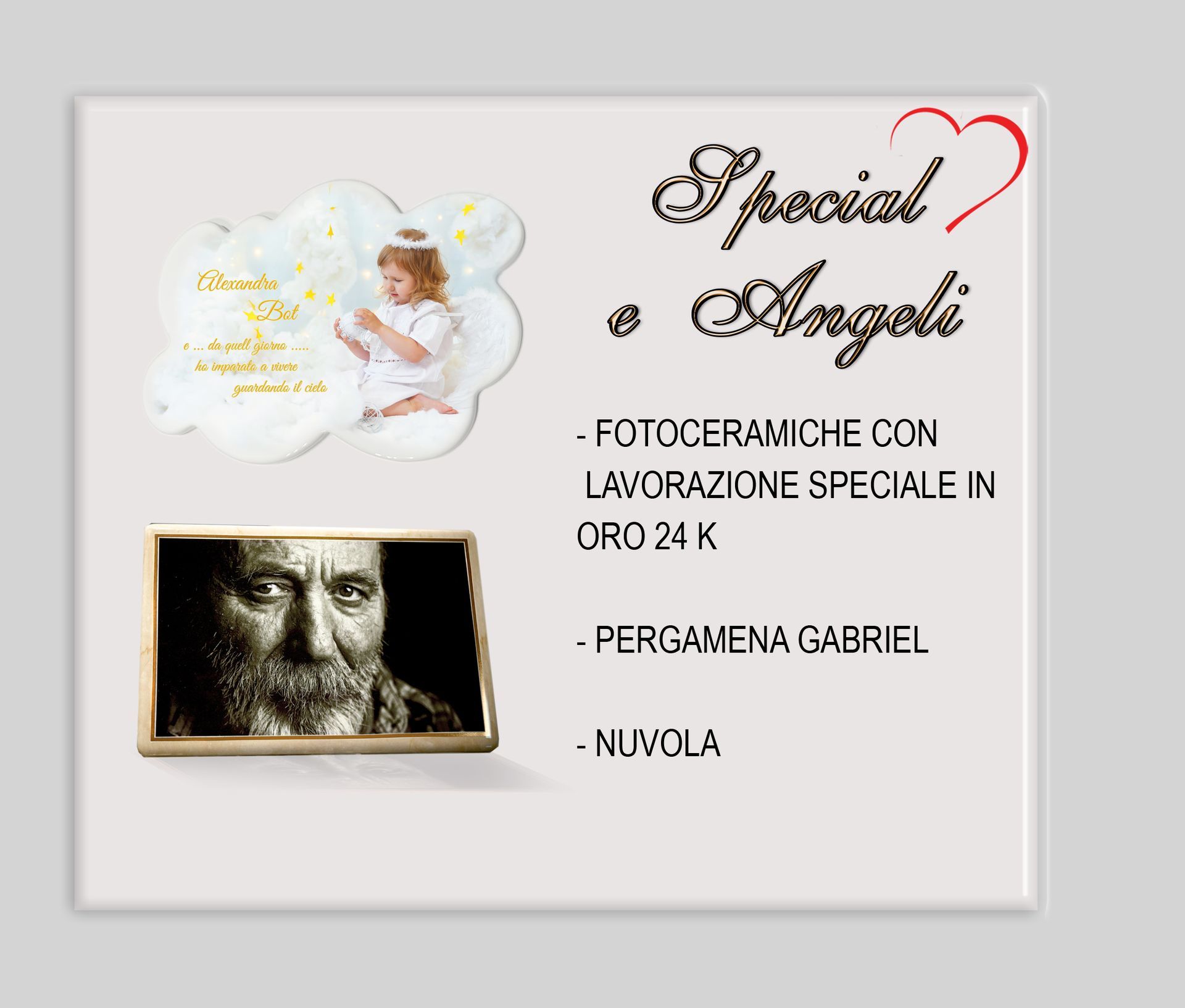Un poster con l'immagine di un angelo e le parole angeli speciali