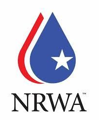 NRWA logo: blue water droplet with white star and red swoosh above black text