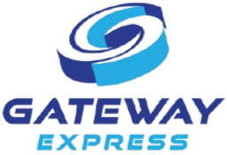 Gateway Express logo: blue and turquoise circular graphic above text "GATEWAY EXPRESS."