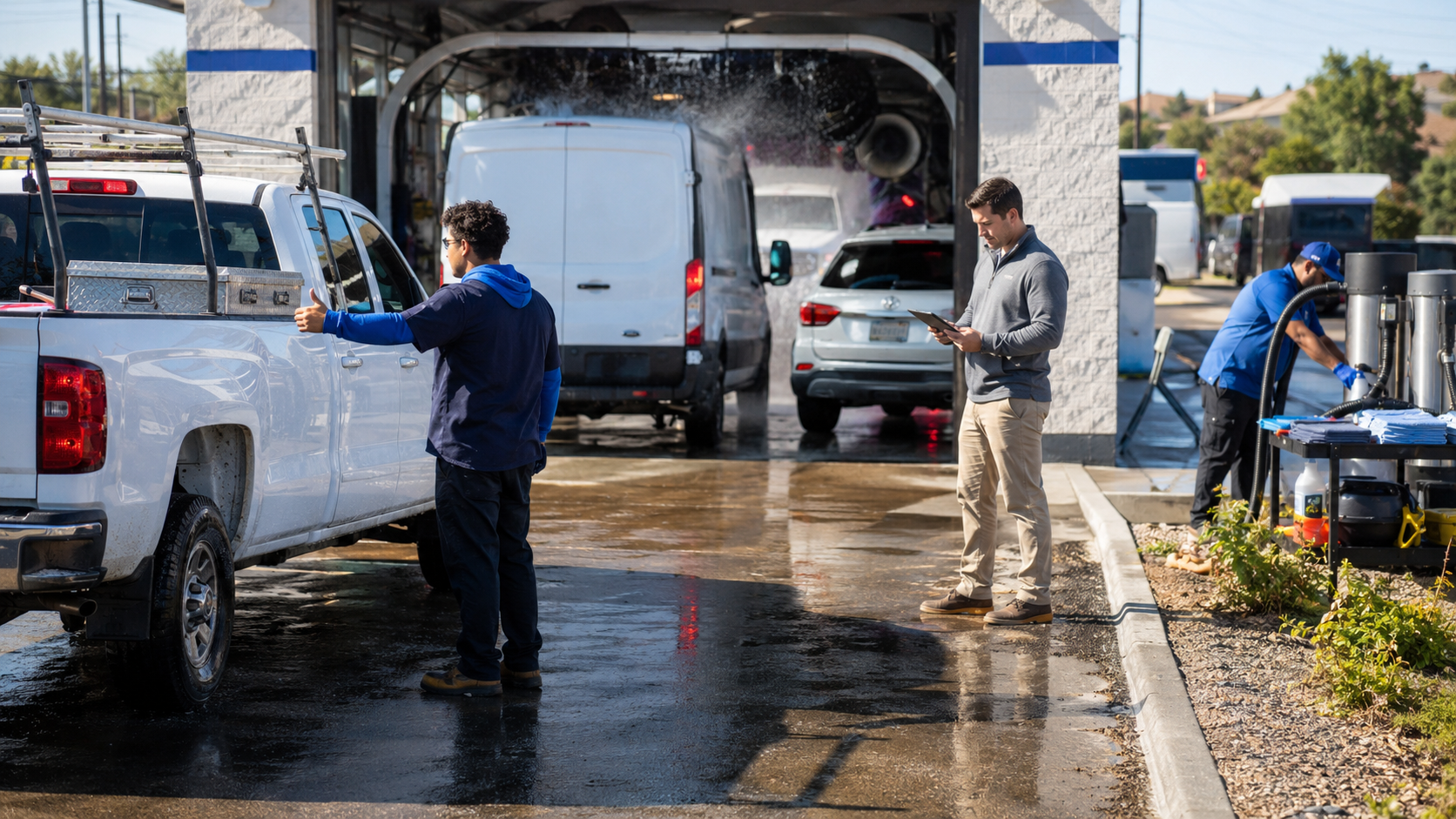 Fleet vehicles at Gateway Express Car Wash in Long Beach, CA