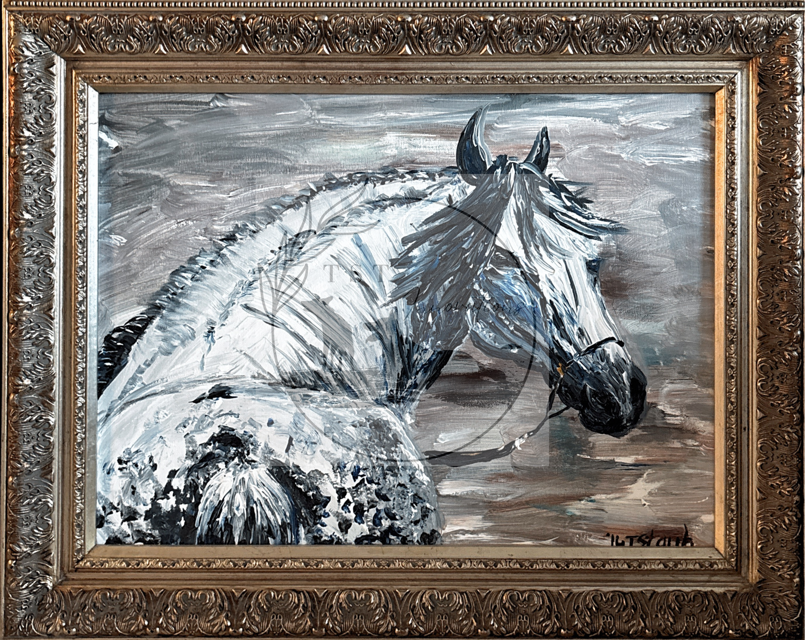 horse looking back
