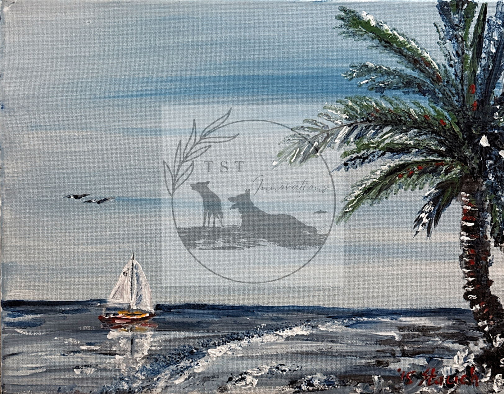 Beach with sailboat