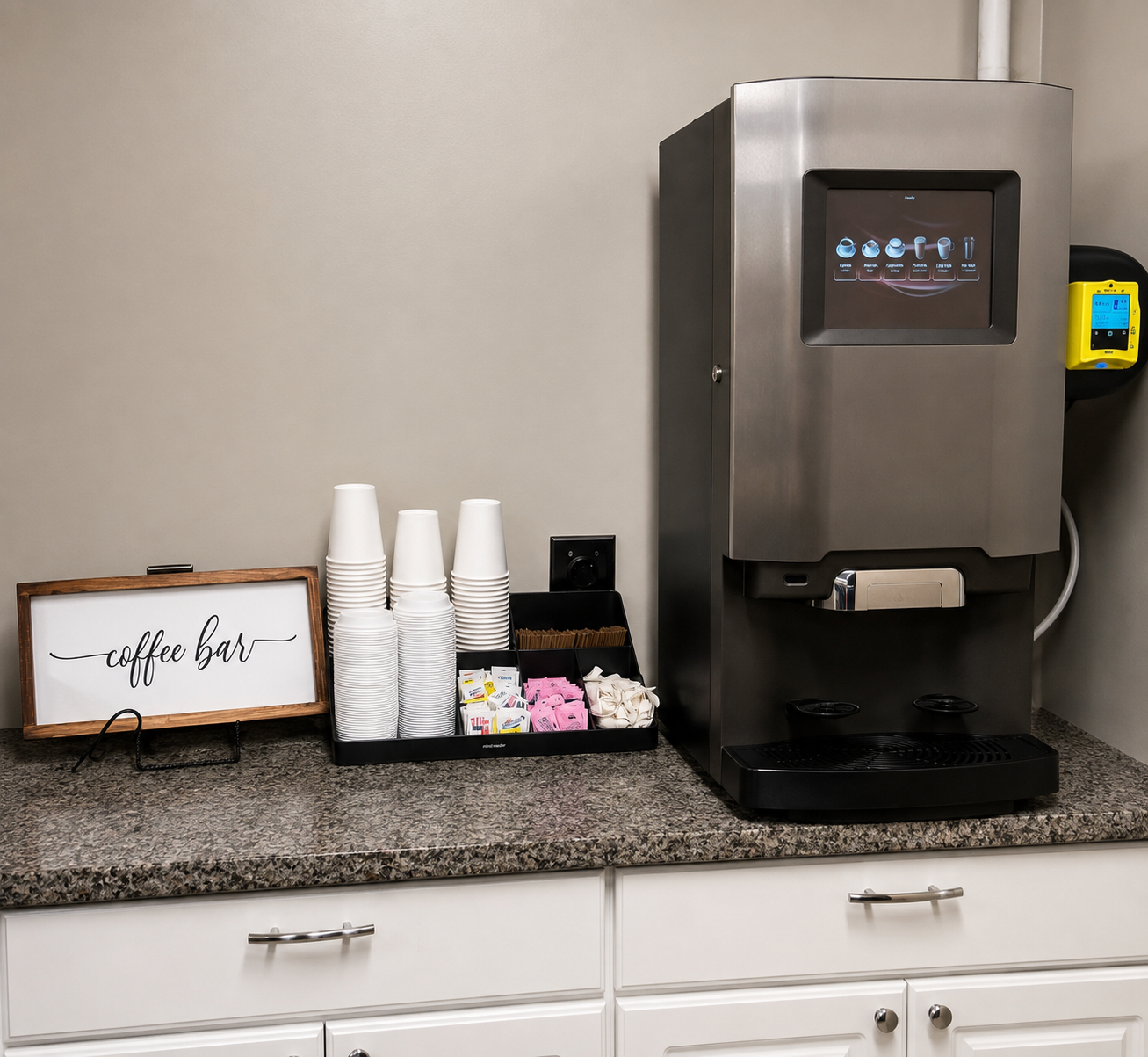 Bean-to-cup coffee machine installed by HJ Vending at a nursing school