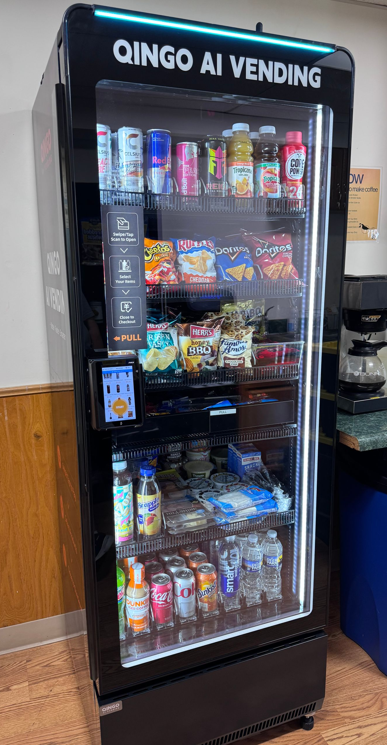 Stocked smart cooler providing refreshments for private school staff