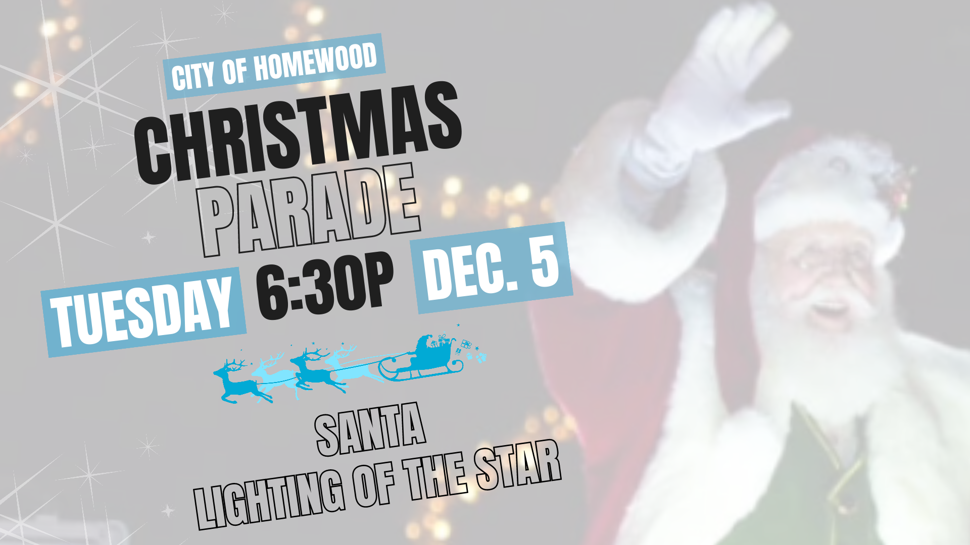 A poster for a christmas parade in the city of homewood