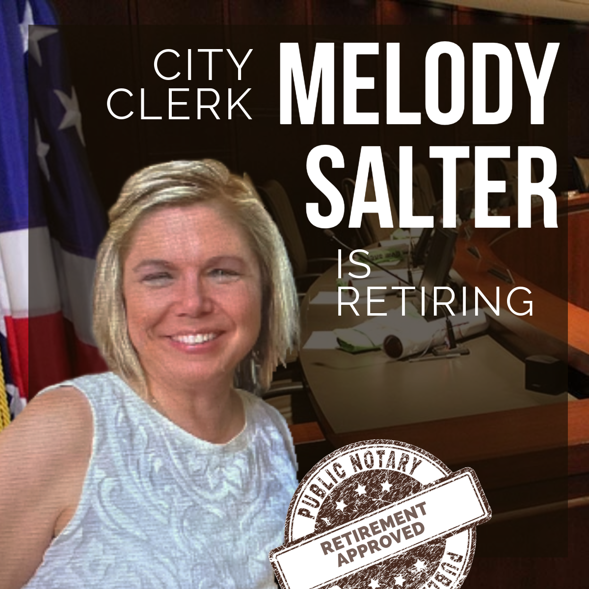 City clerk melody salter is retiring from public notary