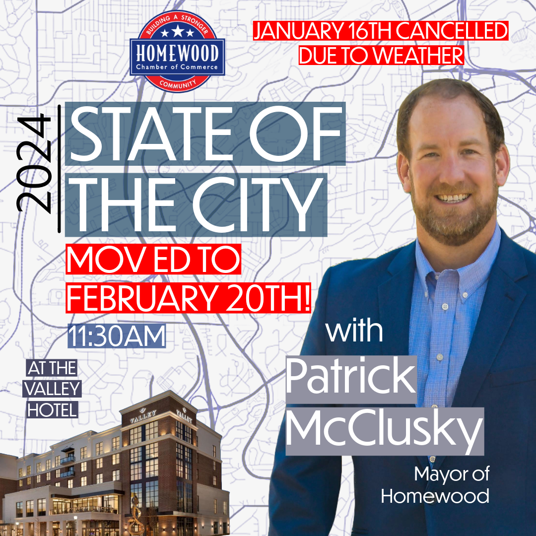 A poster for the state of the city with patrick mcclusky