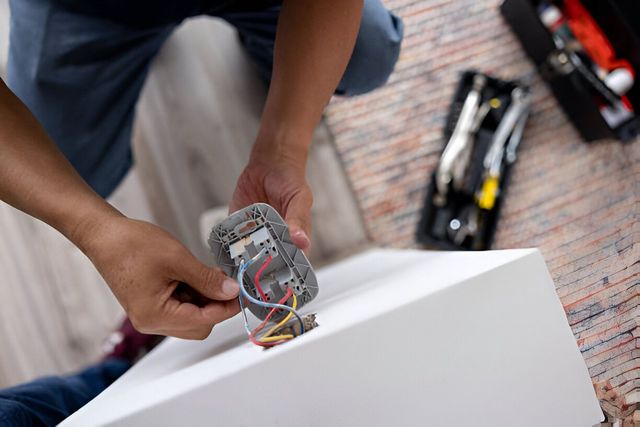 The Electric Pro - Certified electrician in Santa Rosa, CA repairing outlet wiring during an electrical service call