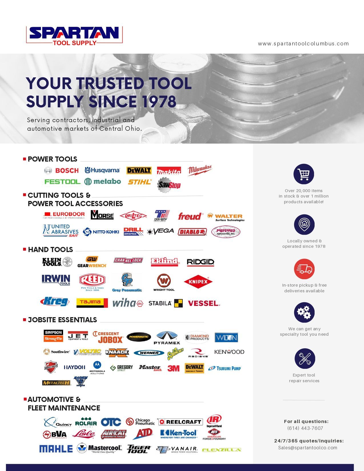 Spartan Tool Supply 2026 Line Card Services Offered Vendors Brands