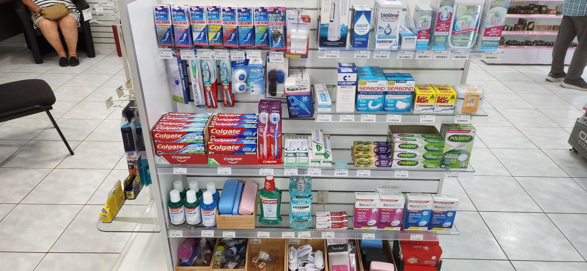 Pharmacy Products For Teeth Care On a Shelf In The Pharmacy — Bluewater Pharmacy in Yabulu, QLD