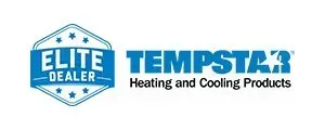 Tempstar Elite Dealer logo with blue and white color scheme. Includes text and a star emblem.