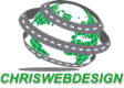 web designer Green and gray globe logo with the text “CHRISWEBDESIGN” underneath