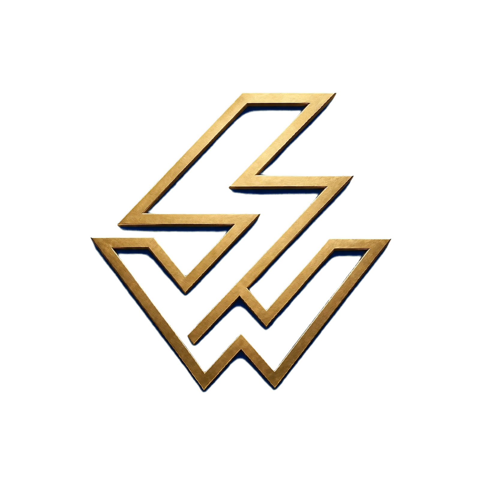 Goud-zwart gestileerd bliksemlogo op een witte achtergrond