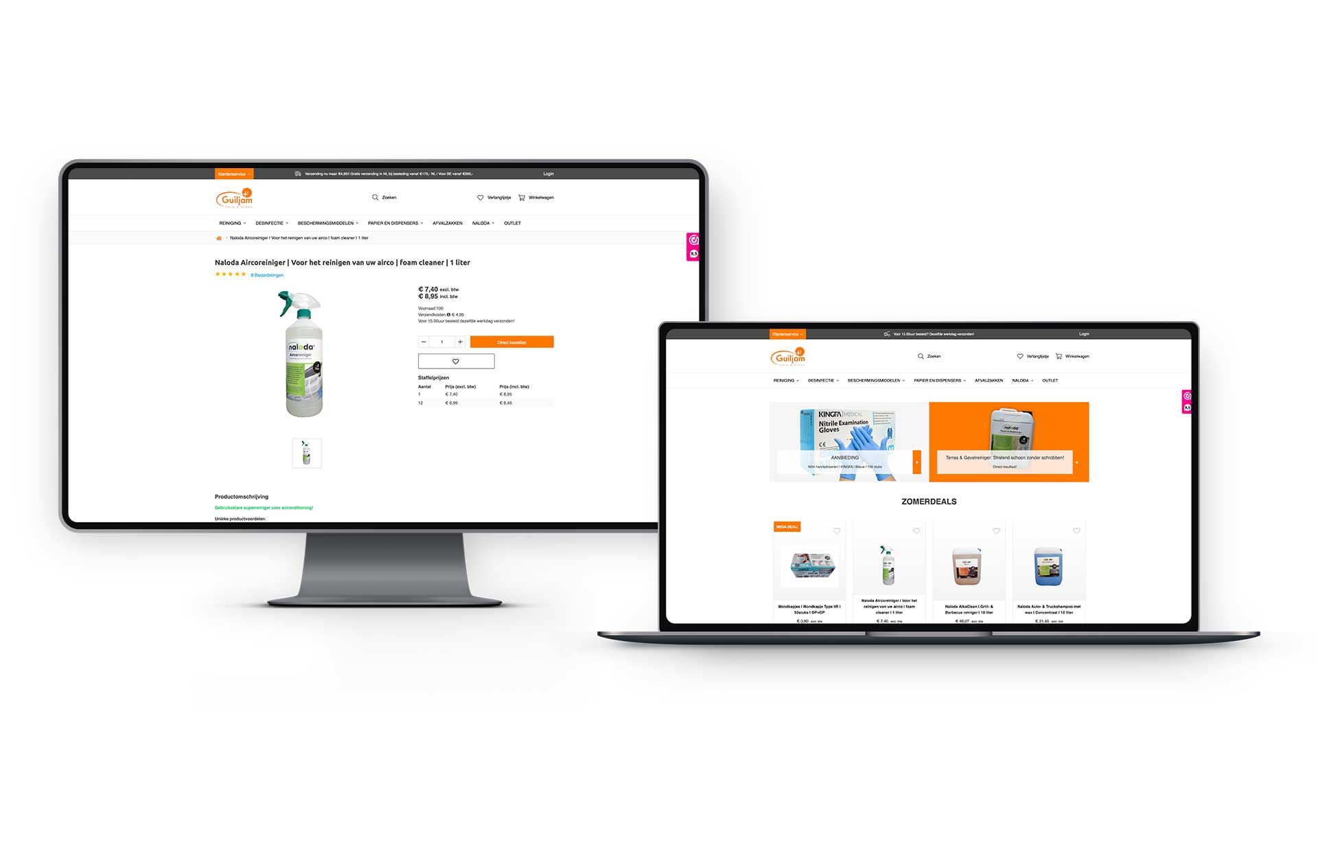 Vibe Creative reclamebureau Zeeuws-Vlaanderen case Guiljam Care & Clean ontwerp en ontwikkeling webshop