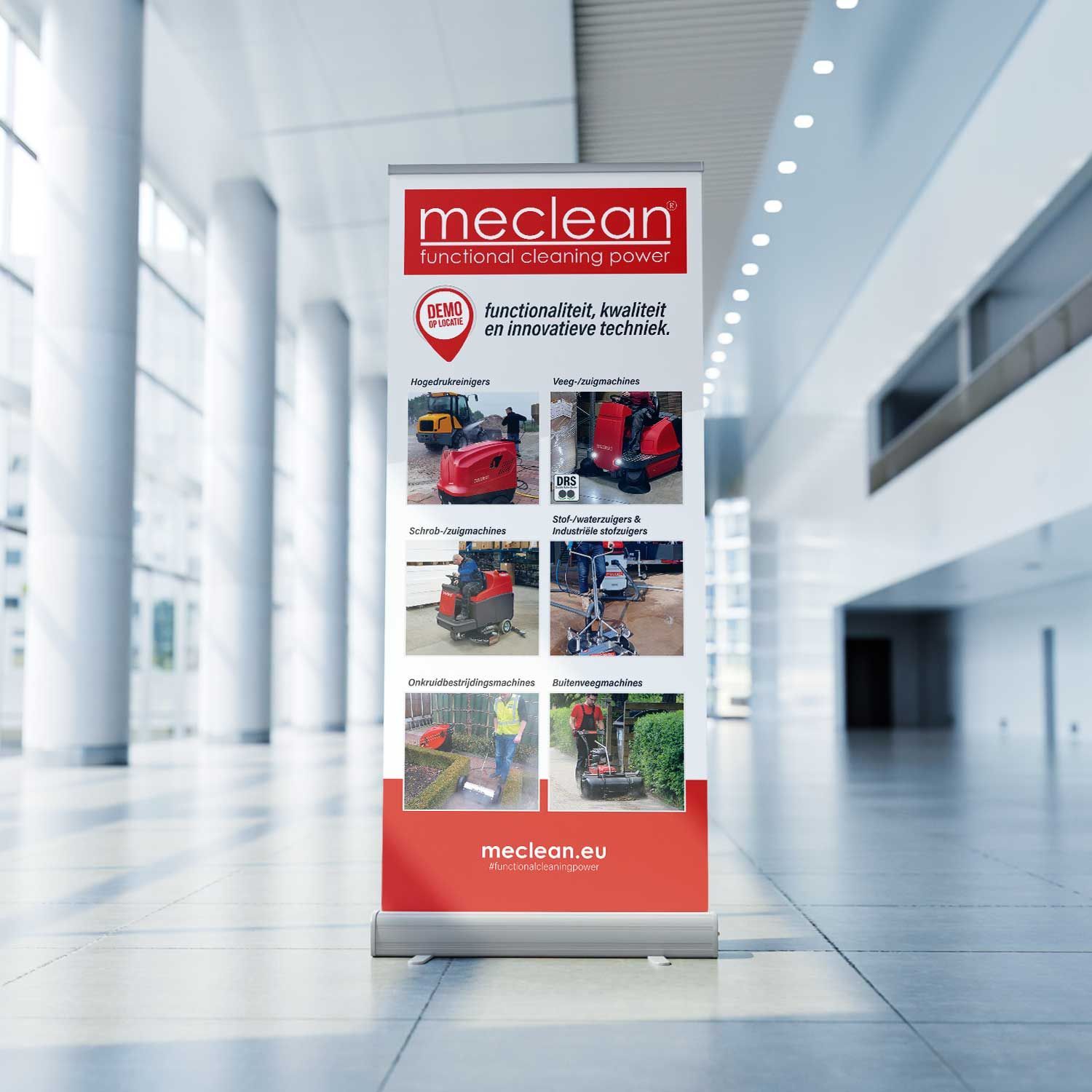 Vibe Creative reclamebureau Zeeuws-Vlaanderen case Meclean ontwerp roll-up banners