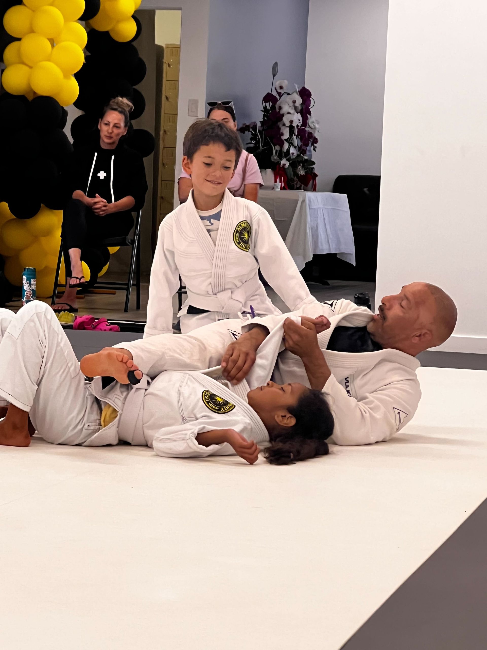 Students practice controlled Jiu-Jitsu drills at Almighty Jiu-Jitsu in Huntington Beach, CA.