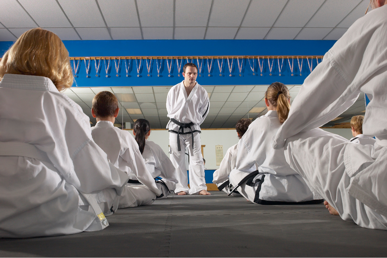 Adult students drilling Jiu-Jitsu techniques at Almighty Jiu-Jitsu in Huntington Beach, CA.
