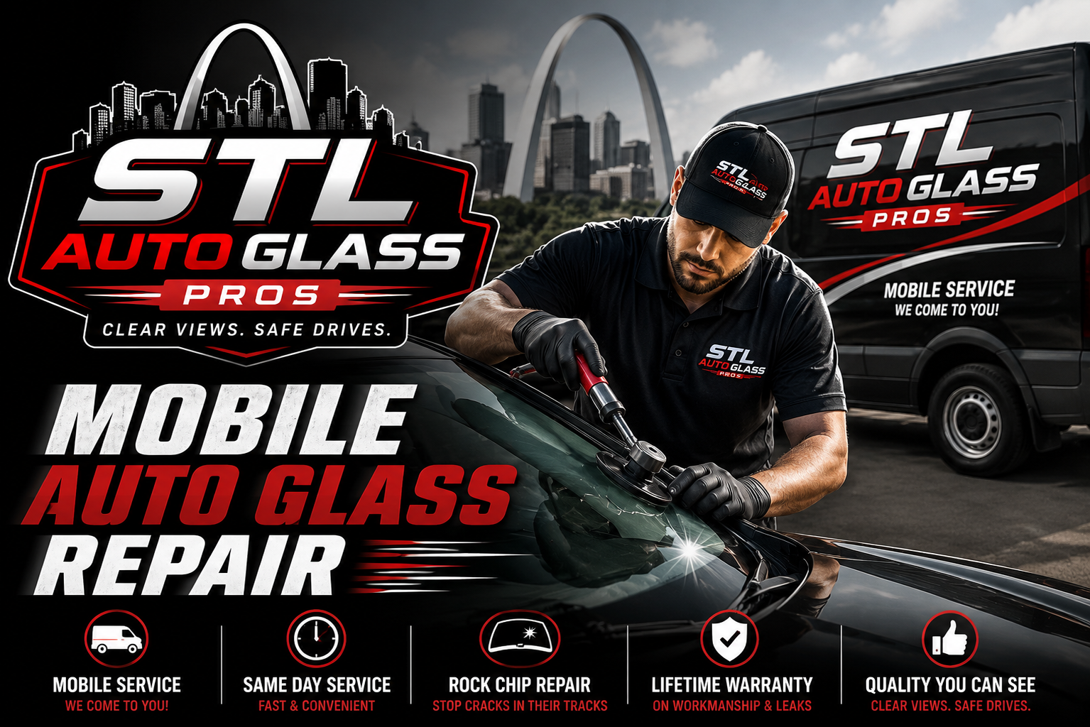 Mobile auto glass service across the St. Louis metro in Missouri and Illinois