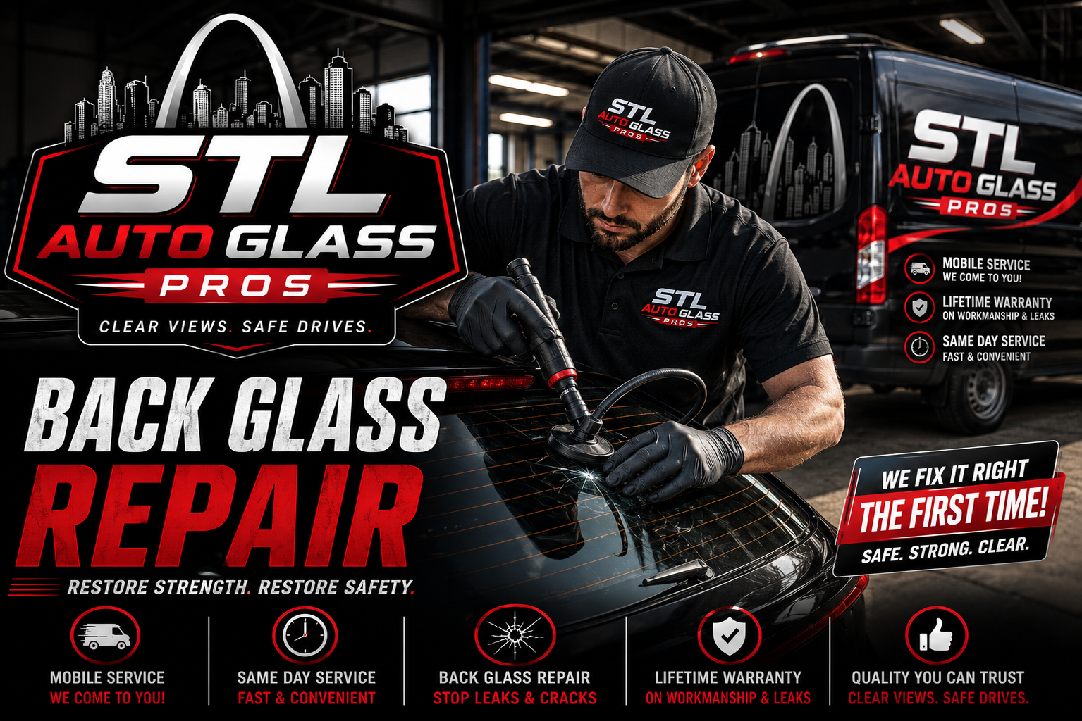 Rear and back glass replacement in St. Louis, Missouri