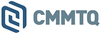 Le logo de cmmtq est bleu et blanc et ressemble à un hexagone.