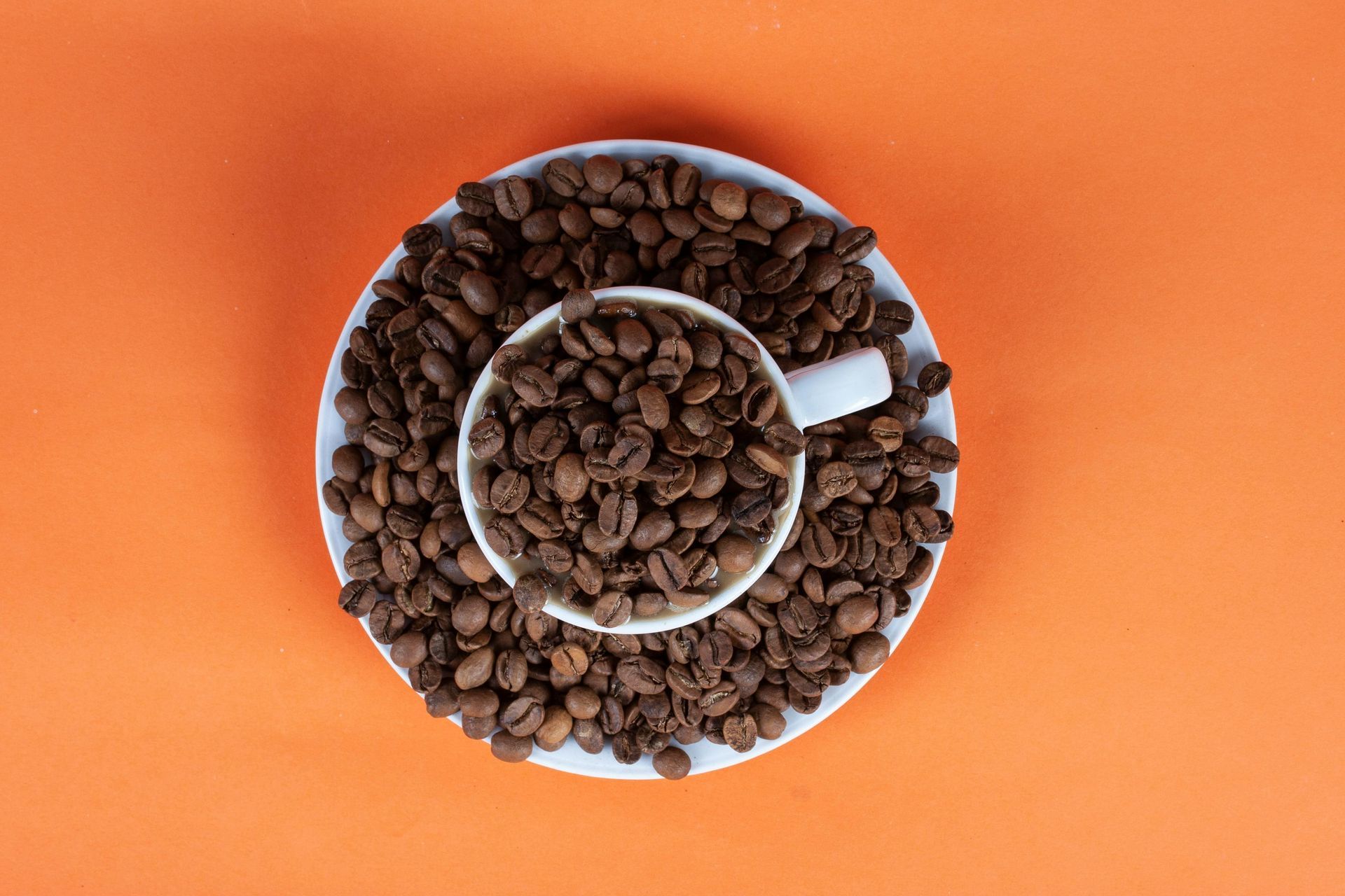 Witte koffiekop met het logo van