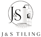 J&S Tiling logo with black lettering and a shower/tile illustration above the company name