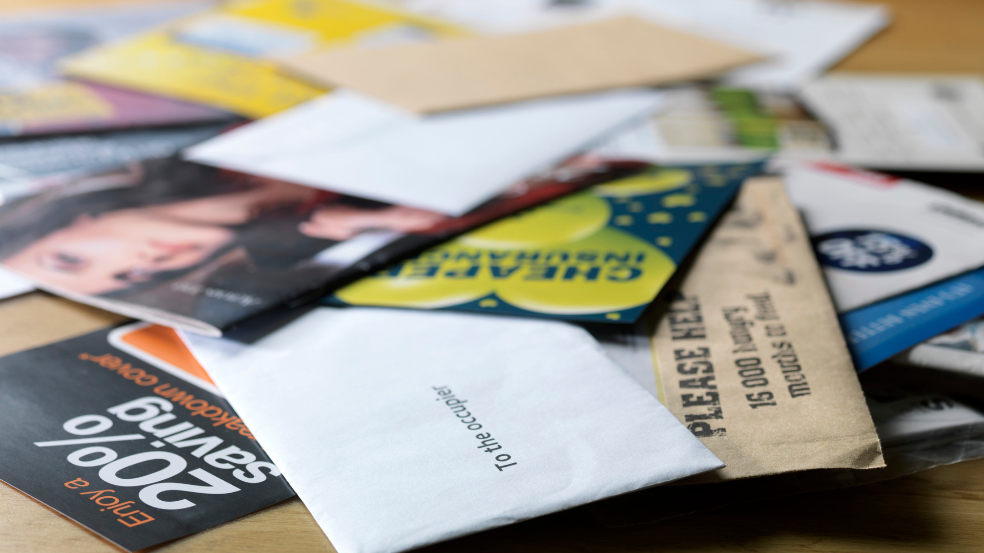 promotional mail on table