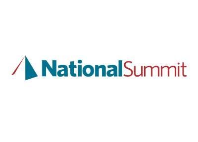 National Summit logo with a teal triangle and red lines next to teal