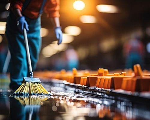 Blue Chip cleaners and degreasers cut through grease and grime on surfaces, machinery, and industrial facility floors.