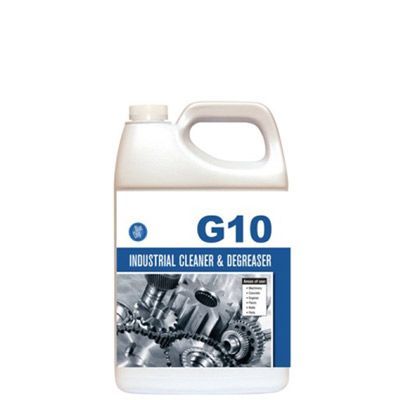 Blue Chip G10 Industrial Cleaner Degreaser cleans grease and messes, ideal for machine shops.