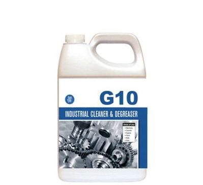 Blue Chip G10 Industrial Cleaner Degreaser cleans grease and messes, ideal for machine shops.