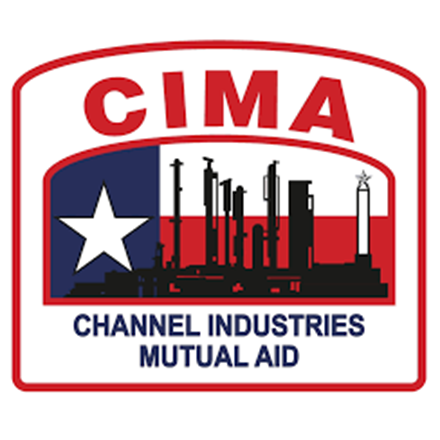 The CIMA logo features the Texas flag backdrop with an industrial silhouette and the text