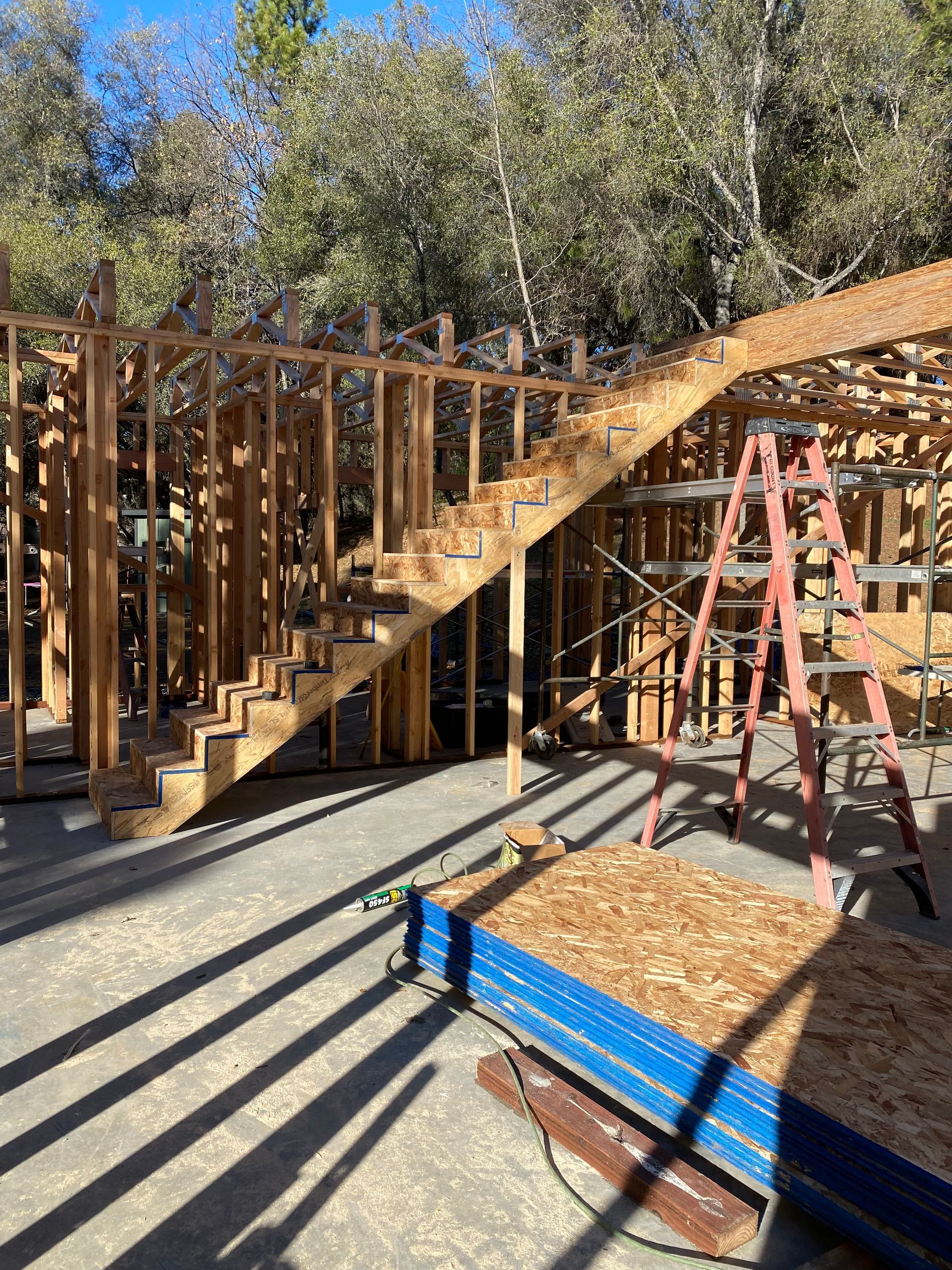 framing custom stairs.