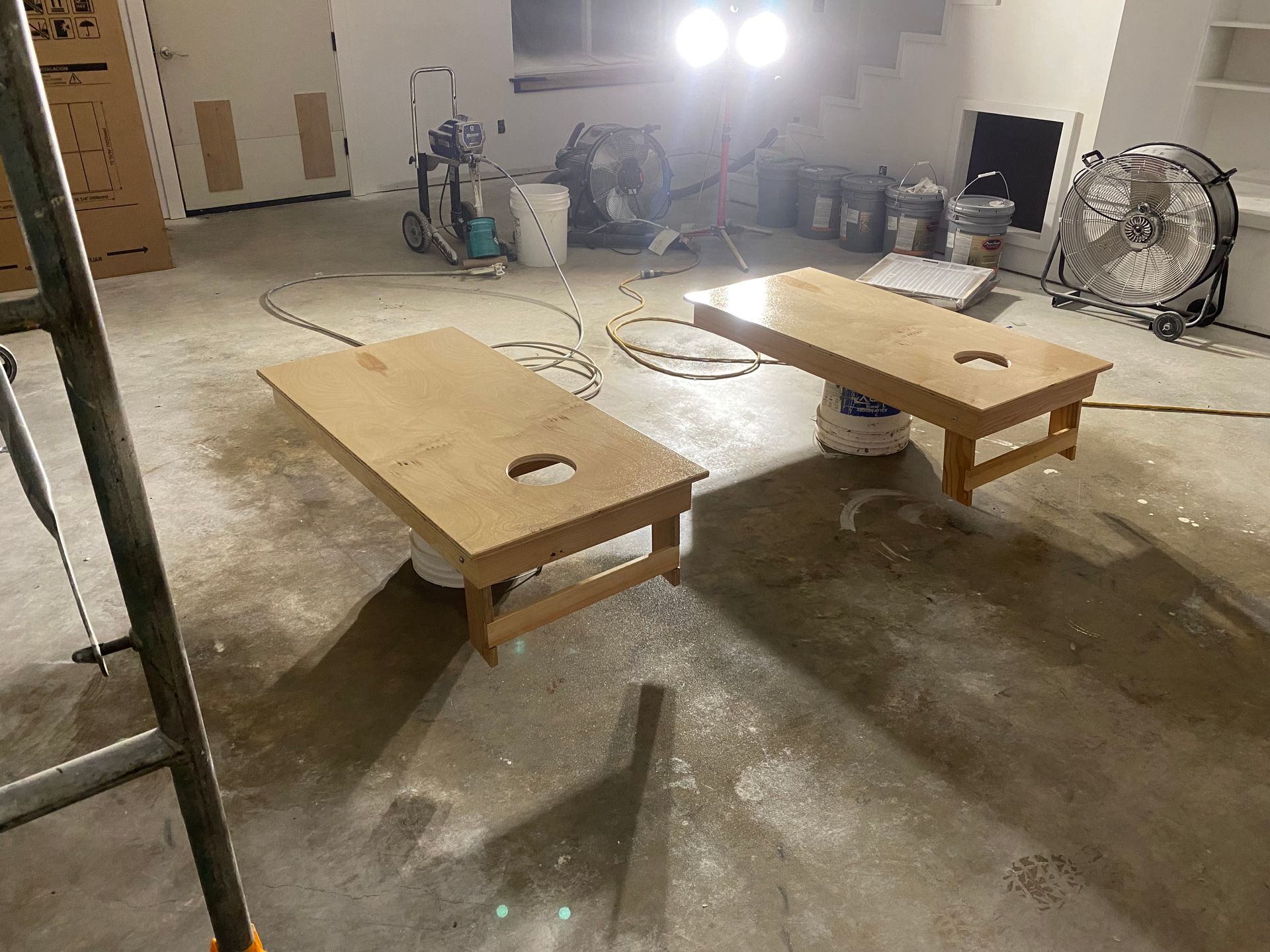 Custom Corn Hole boards built by Tri County Construction.