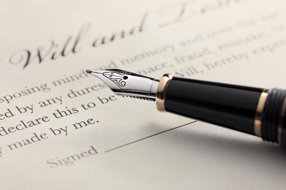 Last Will And Testament Document And A Fountain Pen