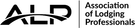 The logo for the association of lodging professionals is black and white.