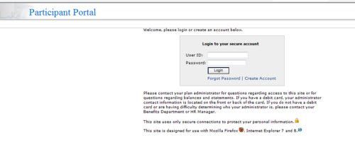 A screen shot of a participant portal website