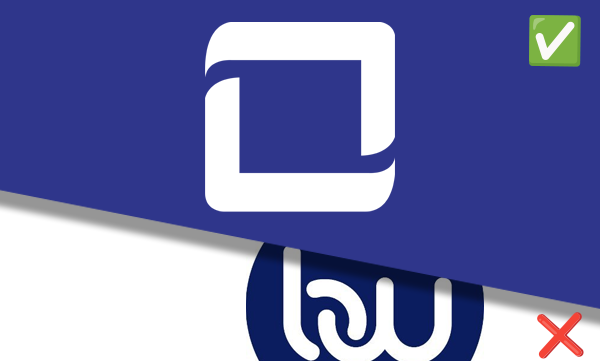 A blue and white logo with a check mark next to it