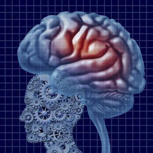 head full of gears under a giant brain