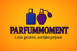 Logo ParfummomentTwo perfume bottles  tagline 