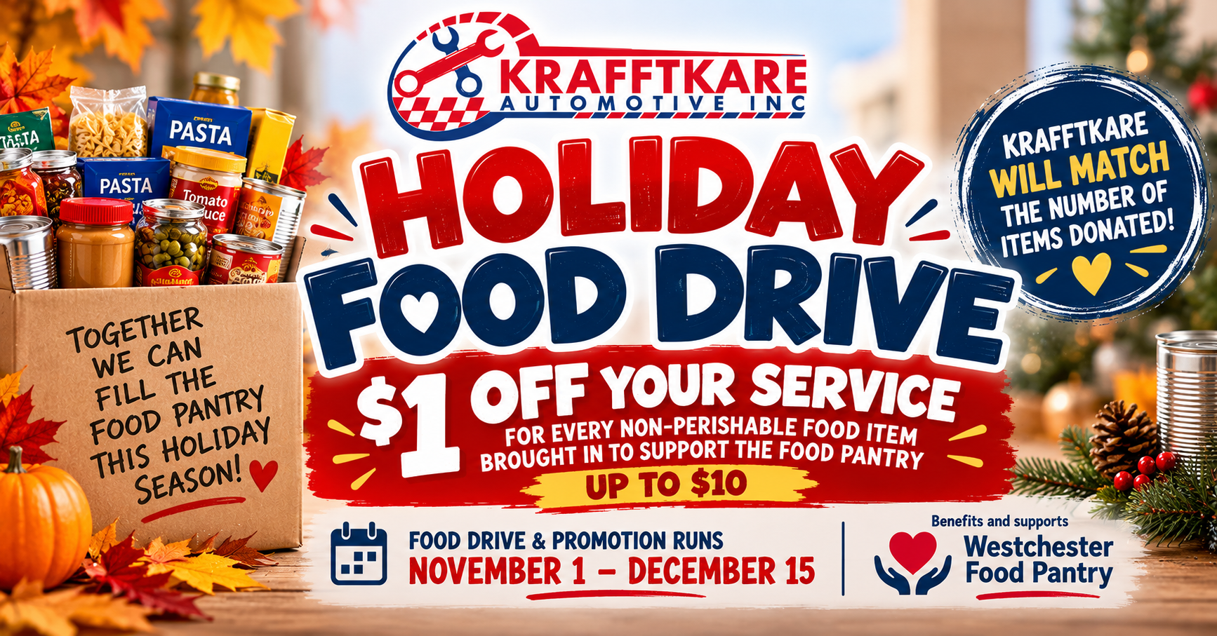 Volunteers organizing holiday food donations for the Westchester Food Pantry