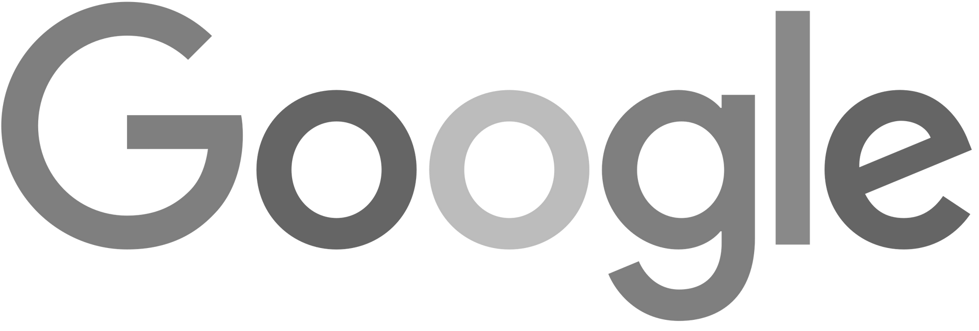 A black and white image of the google logo on a white background.