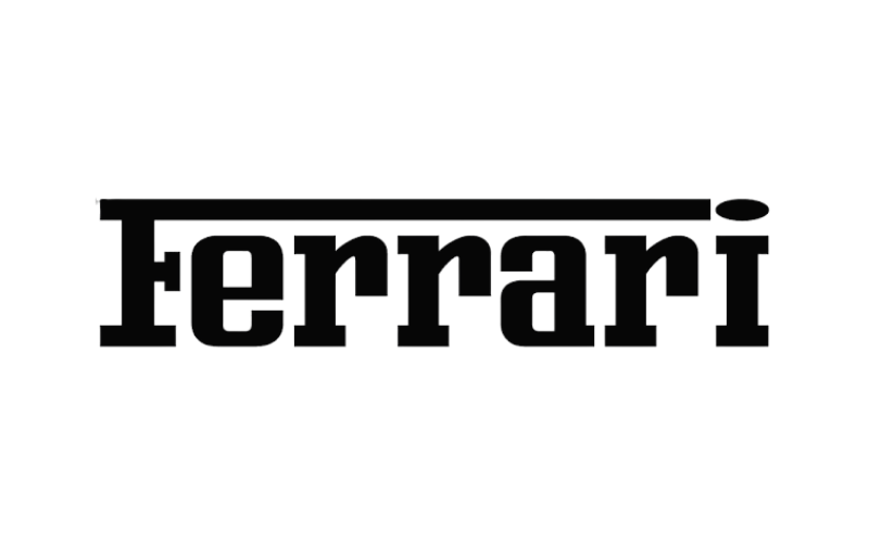 Black Ferrari wordmark logo on a white background